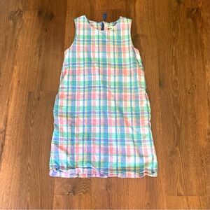 Vineyard vines girls pink purple blue and green plaid dress
